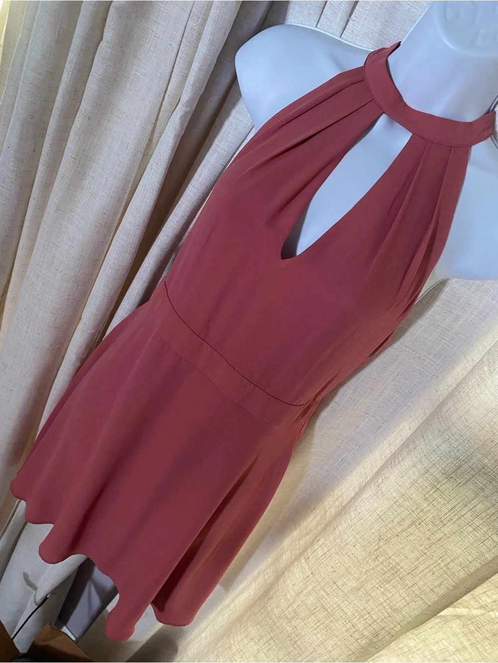 GAP Halter Keyhole Mini Dress - Rosewood
